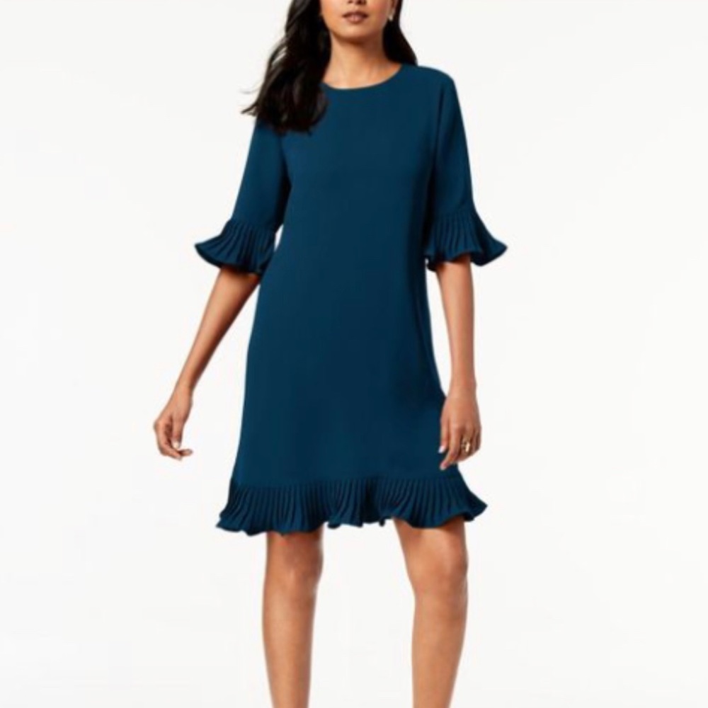 alfani pleated bell sleeve flounce dress